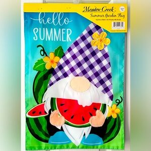 Meadow Creek Gnome Garden Flag - Hello Summer - New with Tags!